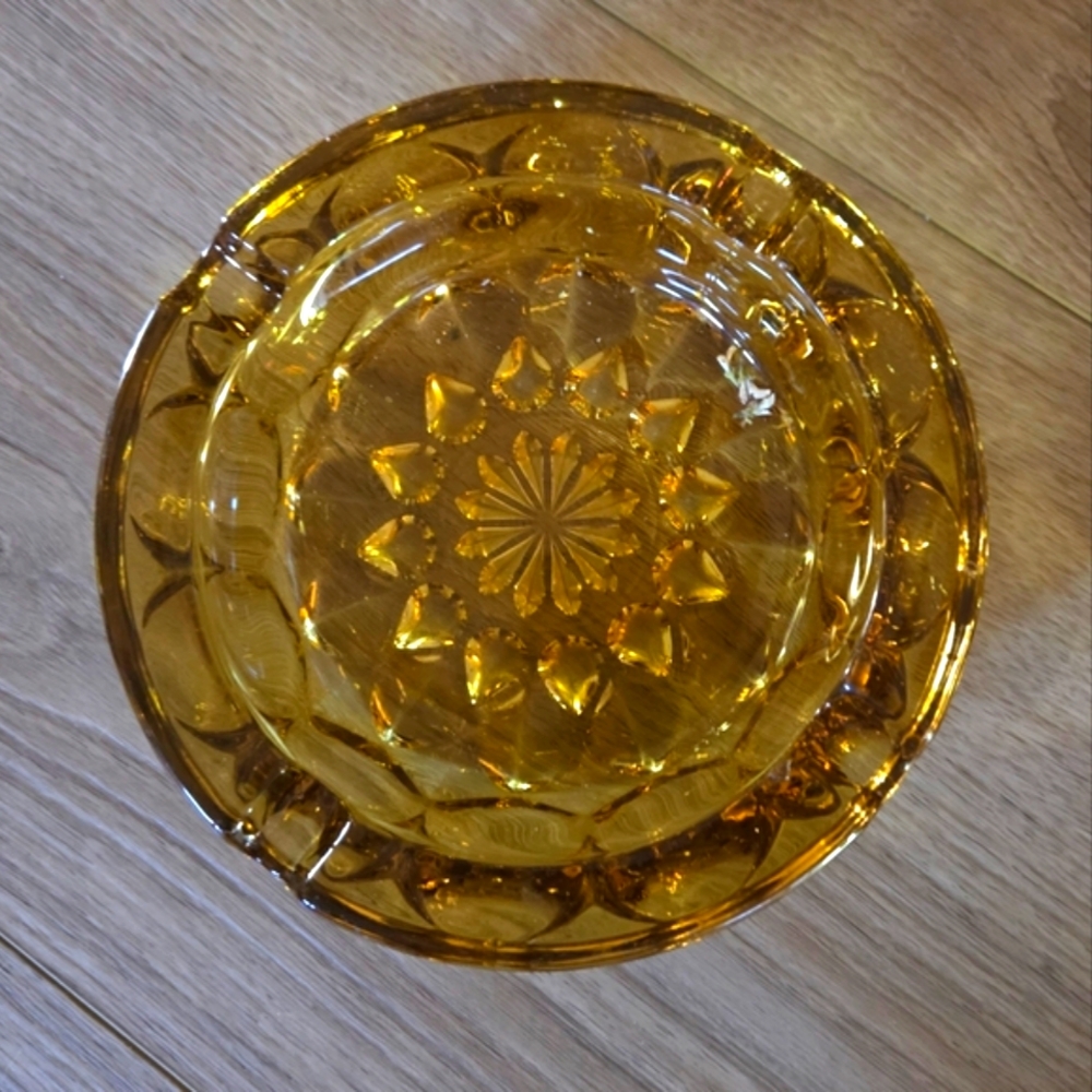 Anchor Hocking Amber Glass Fairfield Ashtray 60s‎ MCM
